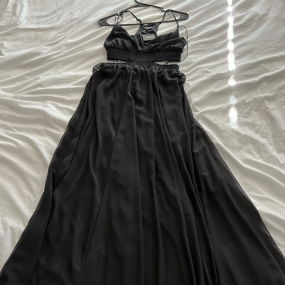 Black floor length cut out dress